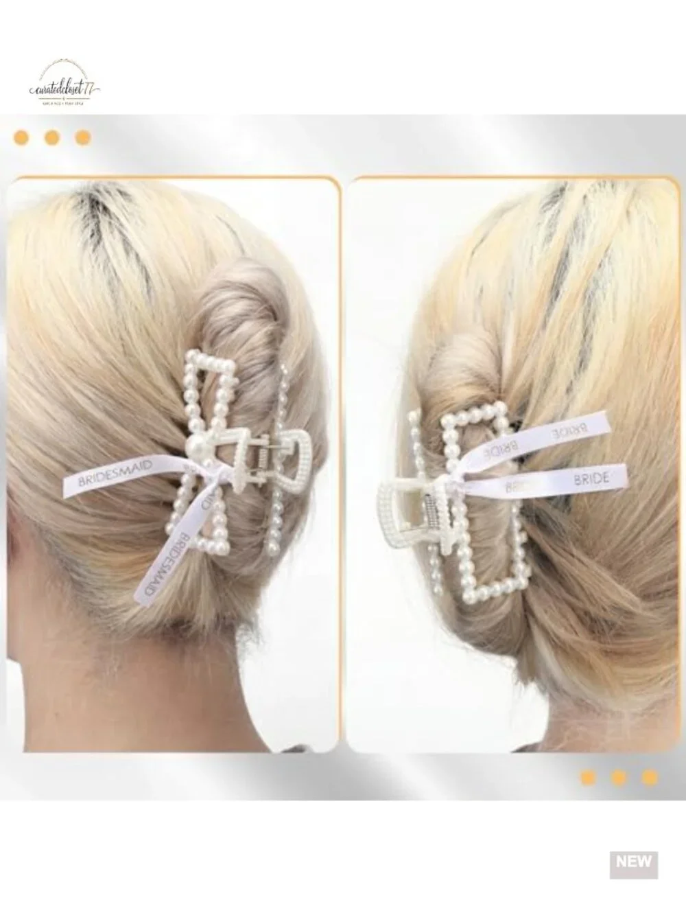 11 Pcs Pearl Hair Claws with Ribbon for Bridesmaid Proposal Gifts